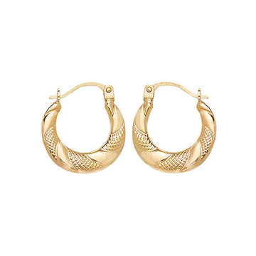 9ct Gold Pattern Creole Earrings