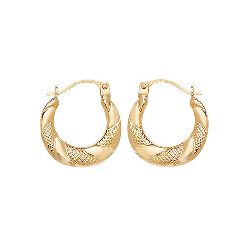 9ct Gold Pattern Creole Earrings