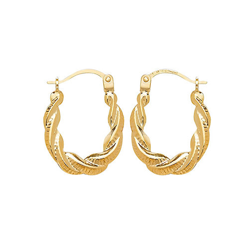9ct Gold Twist Pattern Creole Earrings