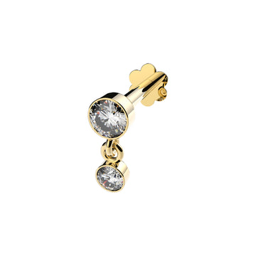 9ct Yellow Gold Drop Cz Cartilage Earring