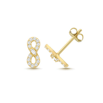 9ct Gold Infinity Stud Earrings