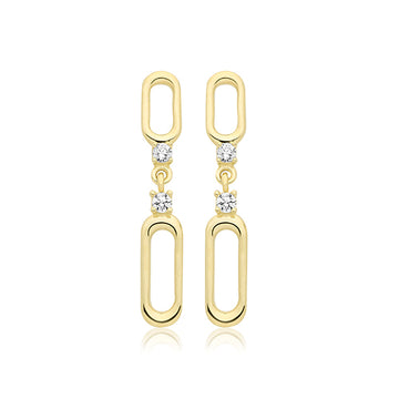 9ct Gold Cz Chain Link Earrings