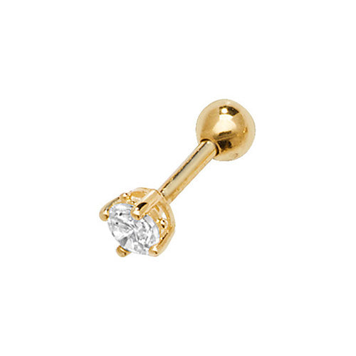 9ct Yellow Gold Cz Cartilage Earring