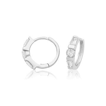 Sterling Silver CZ Hinged Hoops
