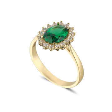 9ct Gold Emerald CZ Ring