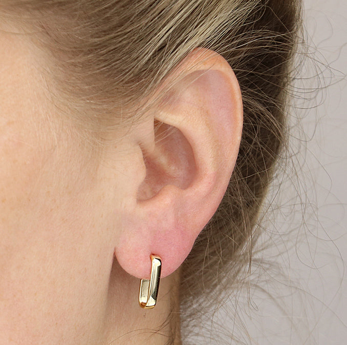 Silver Yellow Gold Plated J-Hoop Earrings