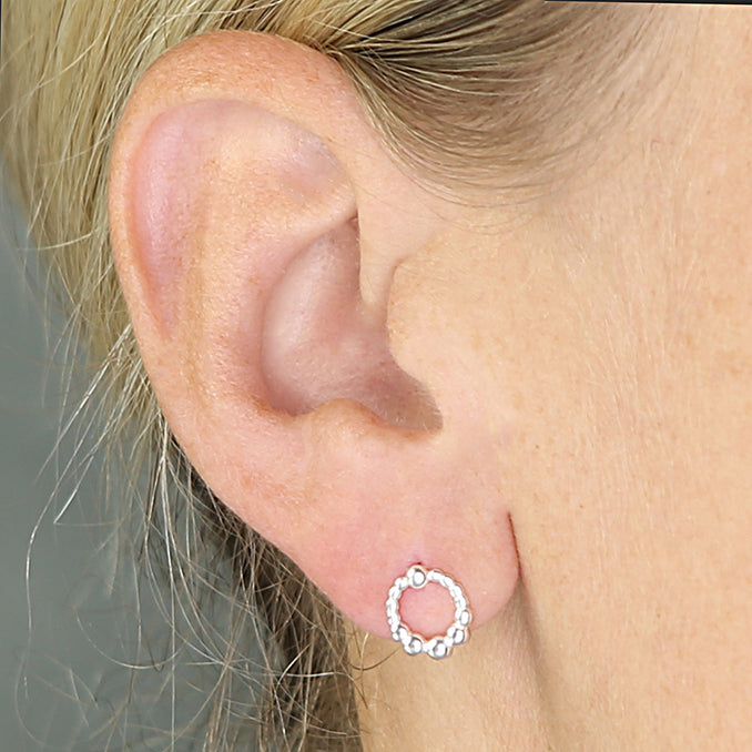 Sterling Silver Bead Circle Earrings