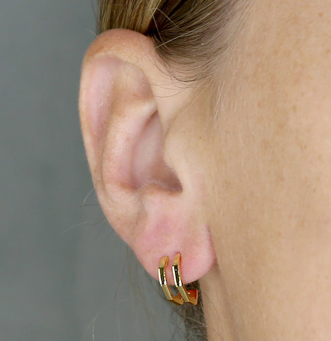 Sterling Silver Gold Plated Split Hoop Earrings