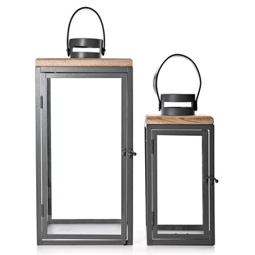 Set of 2 Grey Lanterns