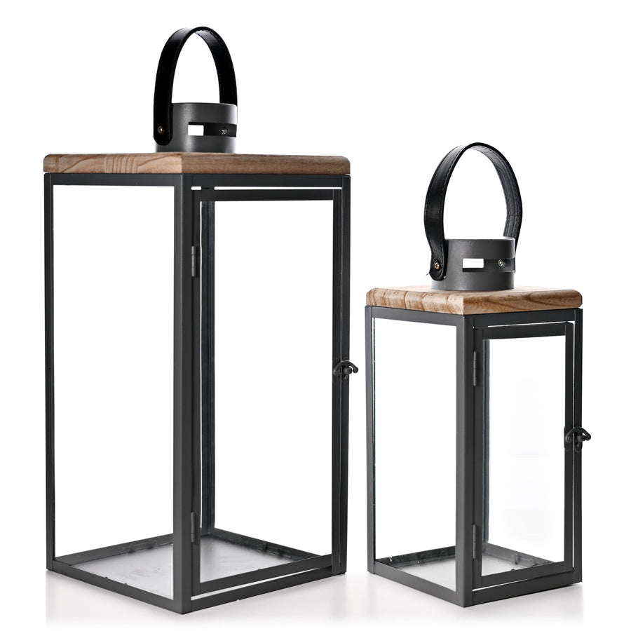Set of 2 Grey Lanterns