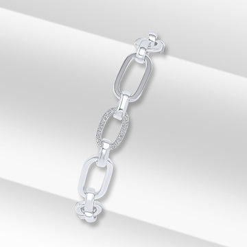 Silver Textured Oval Link Bracelet