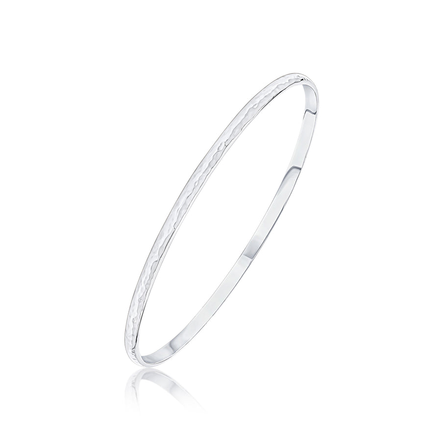 Sterling Silver Court Hammered Bangle