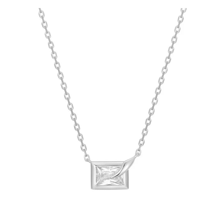 Ania Haie - Silver Sparkle Bezel-Set Cube Necklace