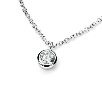 Sterling Silver Solitaire Necklace with Cubic Zirconia