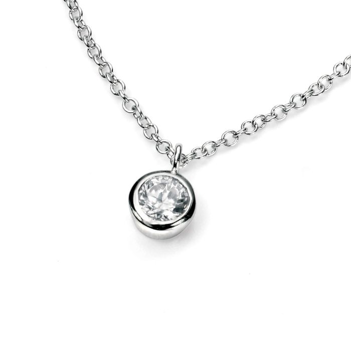 Sterling Silver Solitaire Necklace with Cubic Zirconia