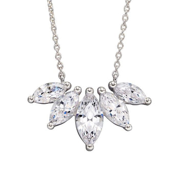 Sterling Silver Multi Marquise Row Necklace with Cubic Zirconia