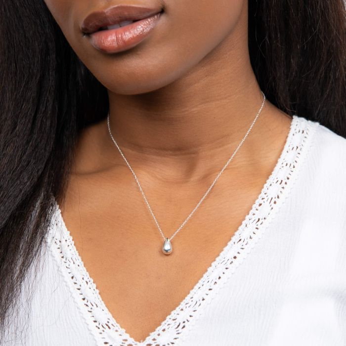 Sterling Silver Solid Teardrop Necklace
