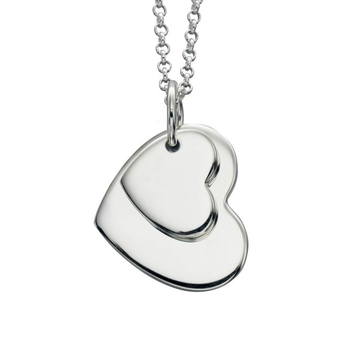 Sterling Silver Double Heart Tag Pendant