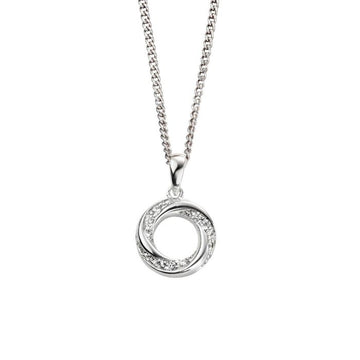 Sterling Silver Twisted Pendant with Cubic Zirconia