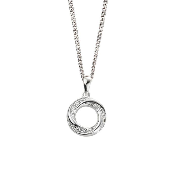 Sterling Silver Twisted Pendant with Cubic Zirconia