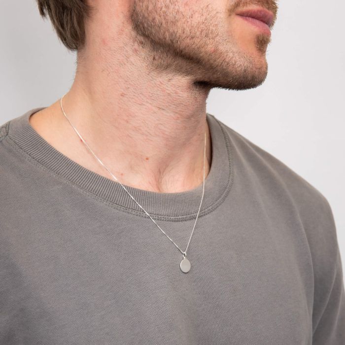 Sterling Silver Round Disc Necklace