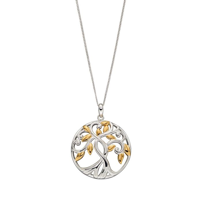 Sterling Silver Tree of Life Gold Plate Pendant
