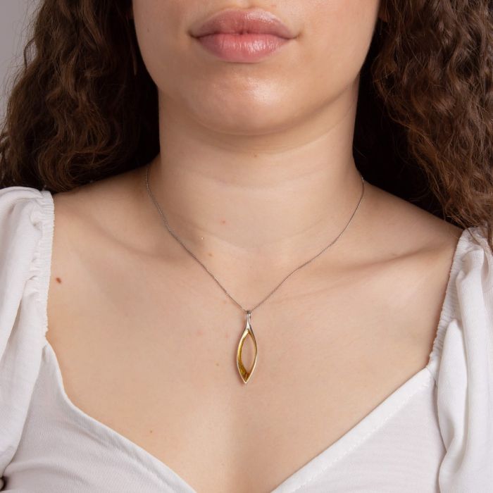Fiorelli - Fluid Navette Pendant with Yellow Gold Plating
