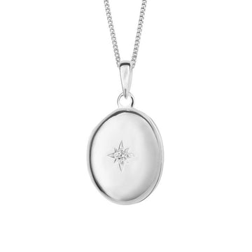 Sterling Silver Oval Cz Locket