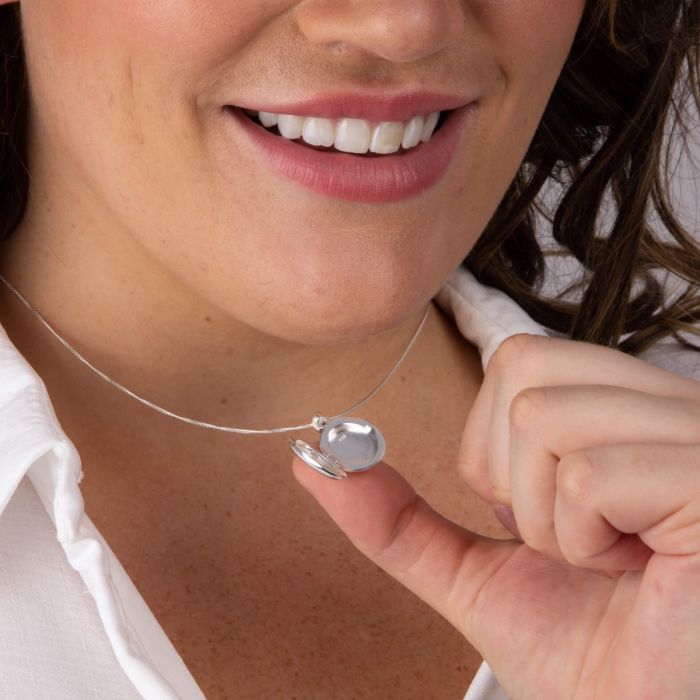 Sterling Silver Oval Cz Locket