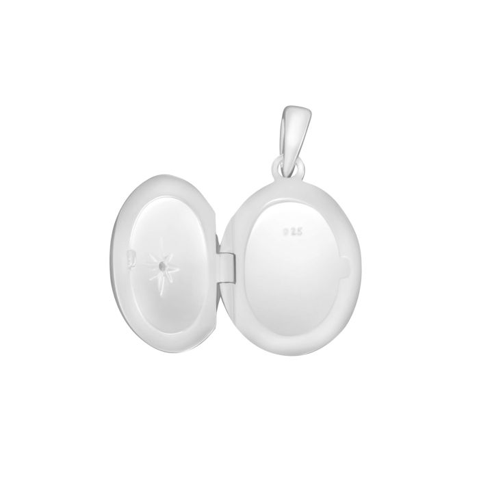 Sterling Silver Oval Cz Locket