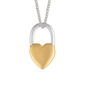 Silver Heart Shaped Padlock Pendant