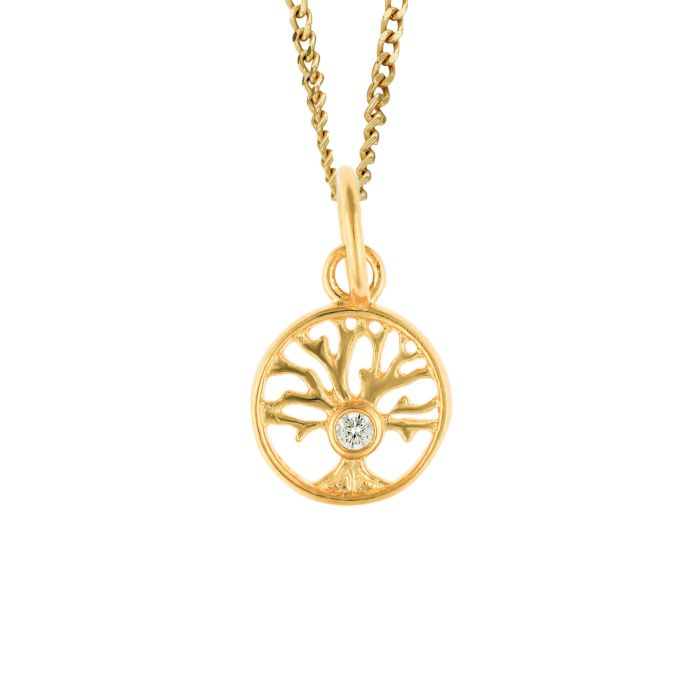 Sterling Silver Gold Plated Tree of Life Necklace