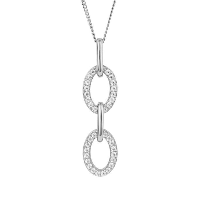 Fiorelli - Oval Link Drop Pendant with Cubic Zirconia