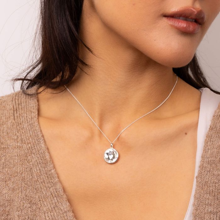 Sterling Silver Rose Cut Crystal Pendant