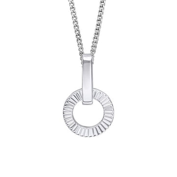 Sterling Silver Diamond Cut Circle Drop Pendant