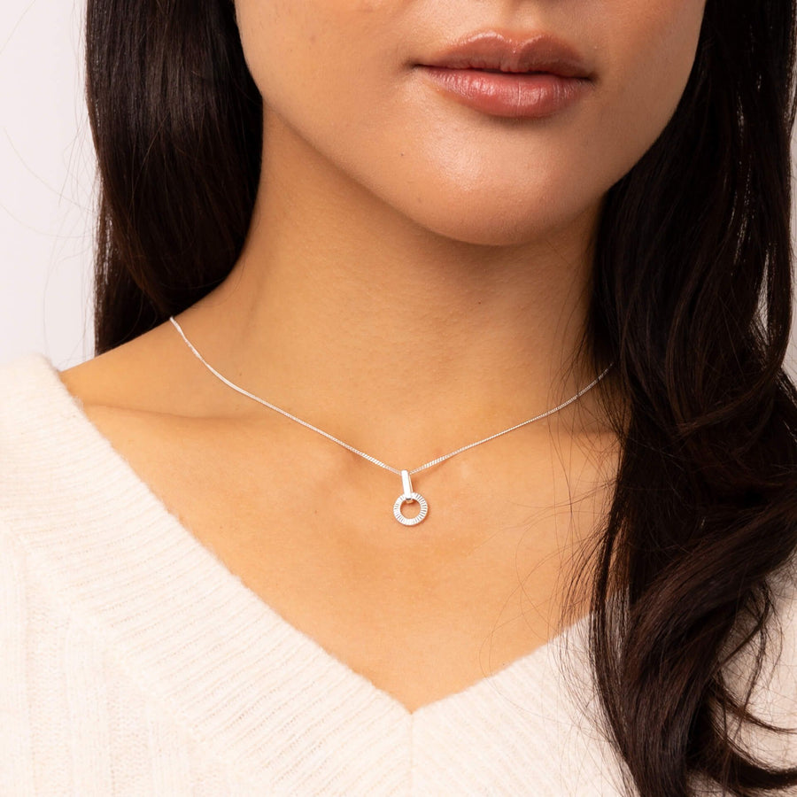Sterling Silver Diamond Cut Circle Drop Pendant