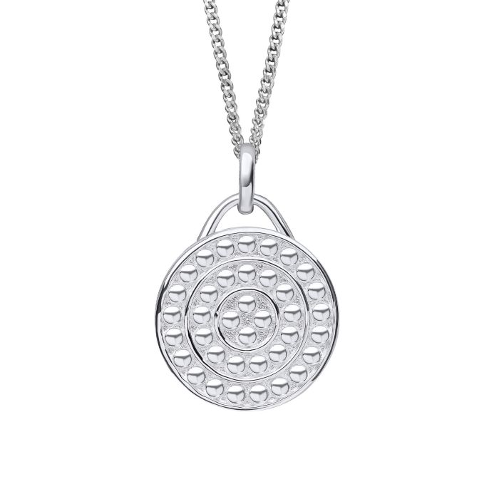 Sterling Silver Textured Circular Channel Pendant
