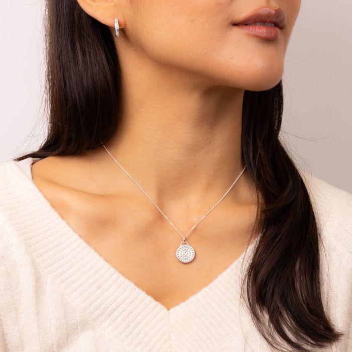 Sterling Silver Textured Circular Channel Pendant