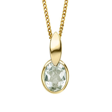 Sterling Silver Gold Plated Green Amethyst Pendant