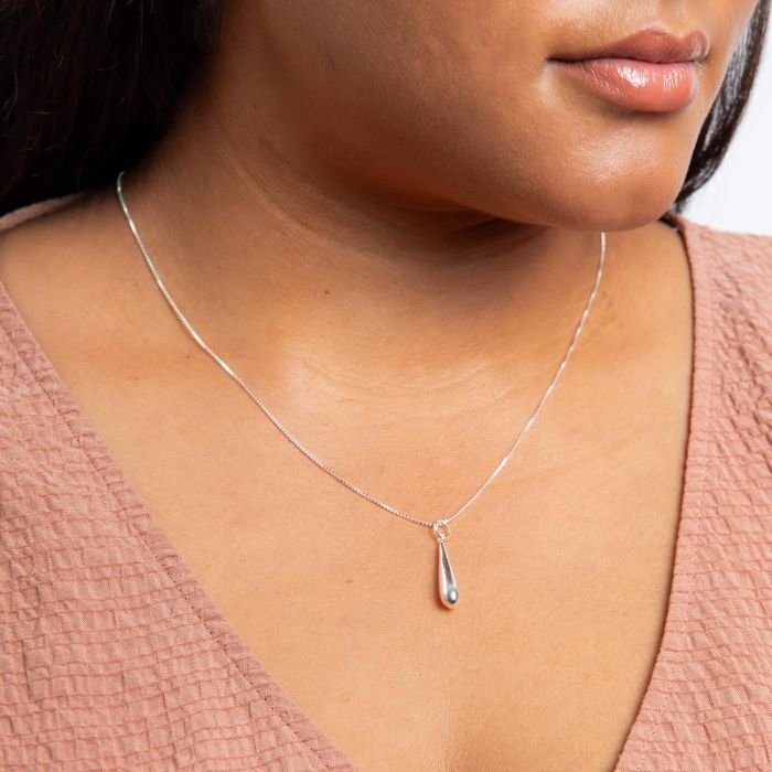 Sterling Silver Elongated Teardrop Pendant