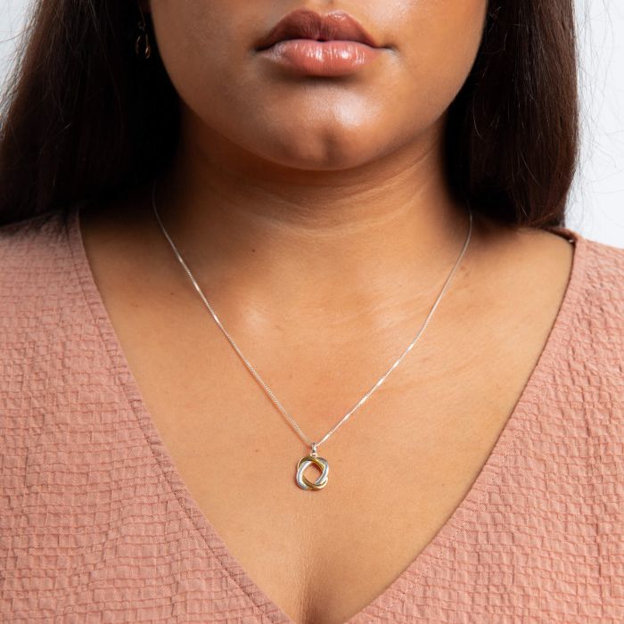 Silver Gold Plated Woven Circle Pendant