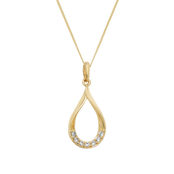 9ct Gold Pear Shape CZ Necklace