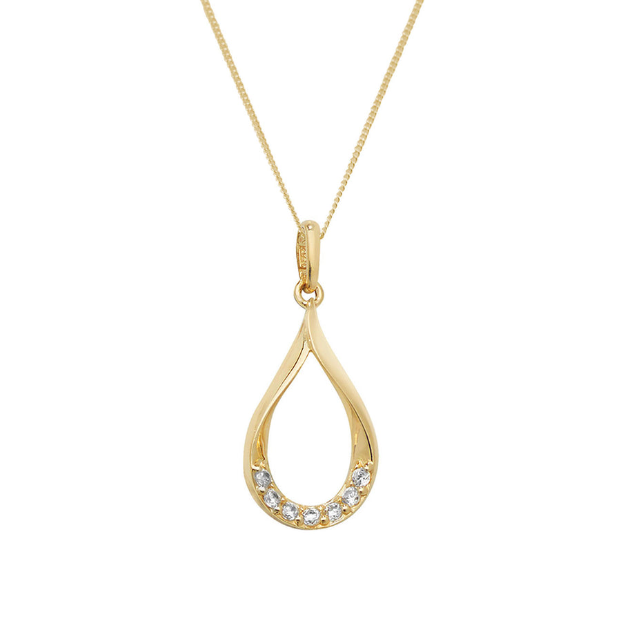 9ct Gold Pear Shape CZ Necklace