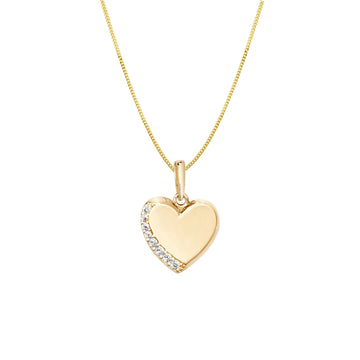 9ct Gold Heart CZ Necklace
