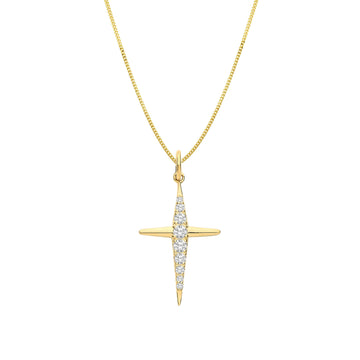 9ct Gold Cz Cross Pendant
