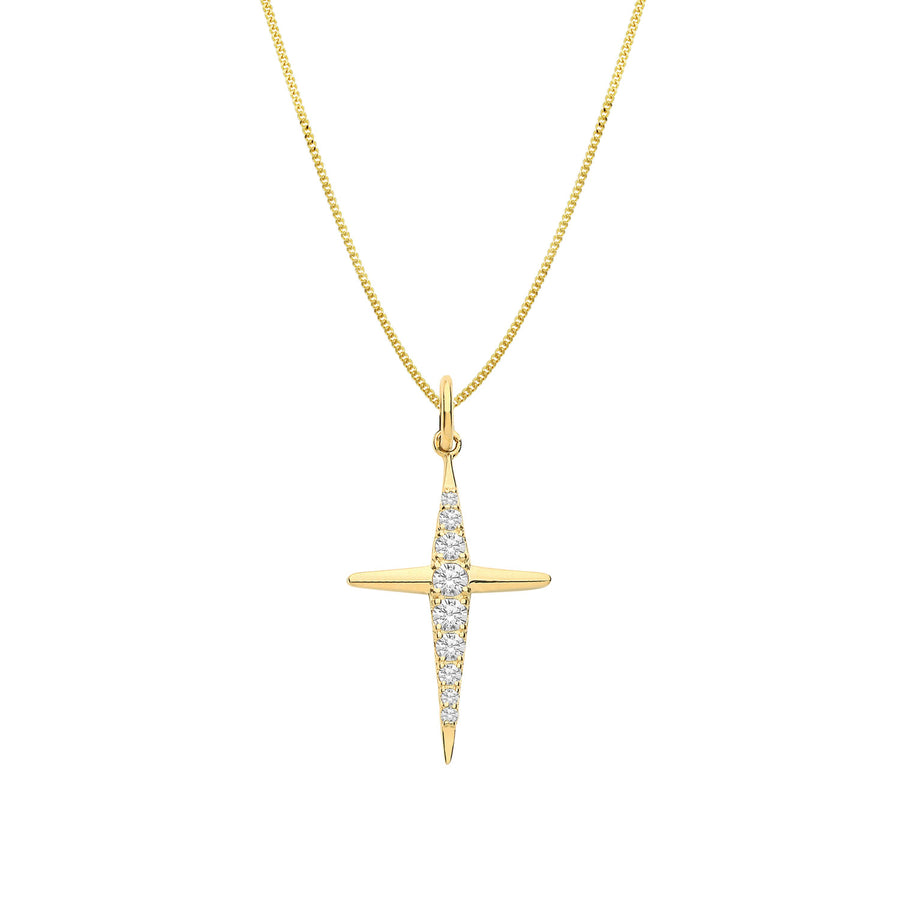 9ct Gold Cz Cross Pendant