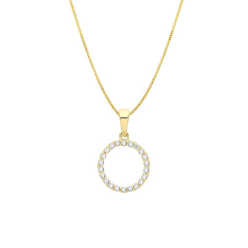 9ct Gold Open CZ Circle Necklace