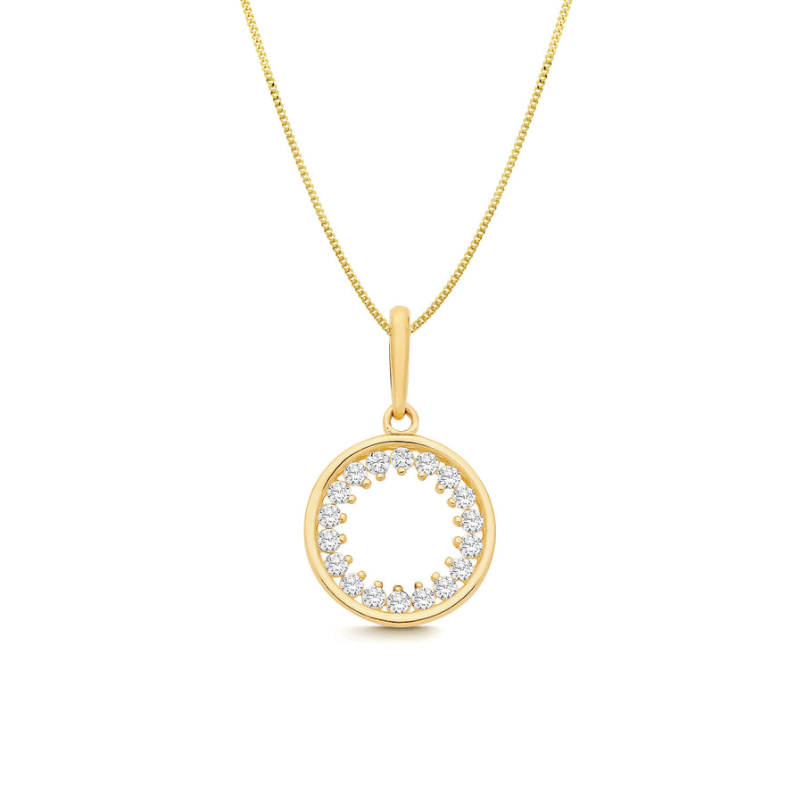 9ct Gold Open CZ Circle Necklace