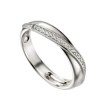 Sterling Silver Crossover CZ Ring
