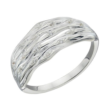 Sterling Silver Bamboo Ring with CZ